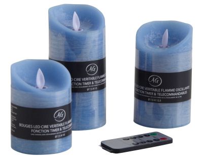Coffret 3 bougies à LED parfumées avec télécommande (Océan)