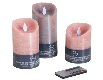 Coffret 3 bougies à LED parfumées avec télécommande (Pamplemousse)