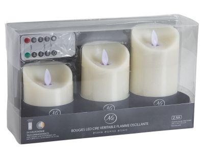 Coffret 3 bougies à LED parfumées avec télécommande (Vanille)