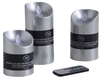 Coffret 3 bougies à LED avec télécommande Argent (Argent)