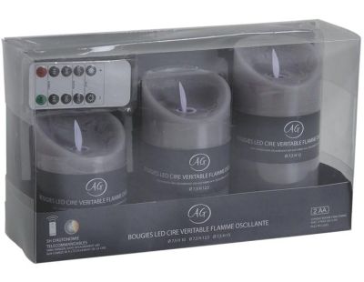 Coffret 3 bougies à LED parfumées avec télécommande (Fleur de coton)