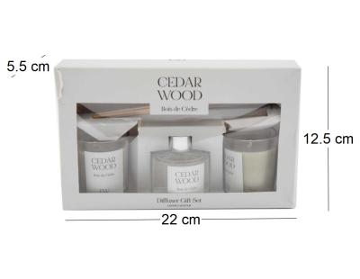 Coffret 2 bougies parfumée et diffuseur 50ml (Senteur Bois de cèdre )