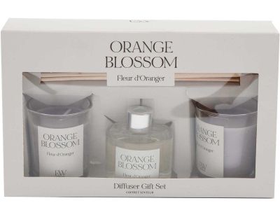 Coffret 2 bougies parfumée et diffuseur 50ml (Senteur Fleur d'oranger)