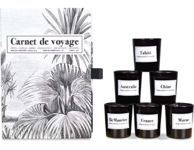 Coffret 6 bougies parfumées Carnet de voyage mini