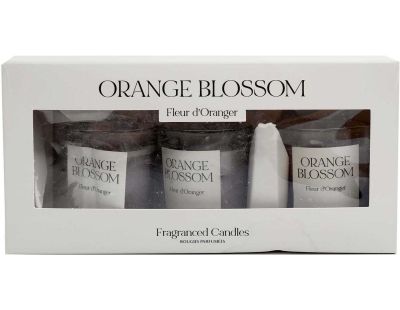 Coffret 3 bougies parfumées en verre (Senteur fleur d'oranger)