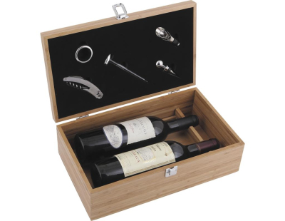 Coffret sommelier en bambou avec 5 accessoires œnologie