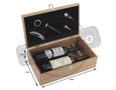 Coffret sommelier en bambou avec 5 accessoires œnologie