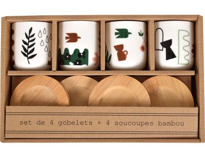 Coffret 4 gobelets et sous tasses Nature