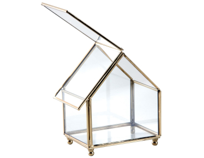 Coffret à bijoux en laiton et verre