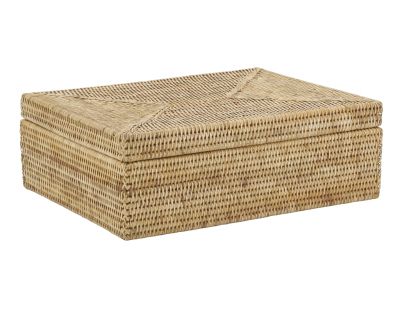 Coffret rectangulaire en rotin naturel