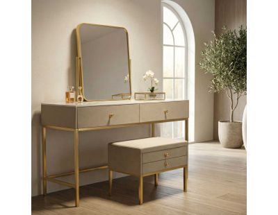 Coiffeuse en bois de pin avec miroir et tabouret Luxury