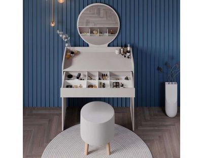 Coiffeuse avec miroir et rangements Tiana (Modèle 1)
