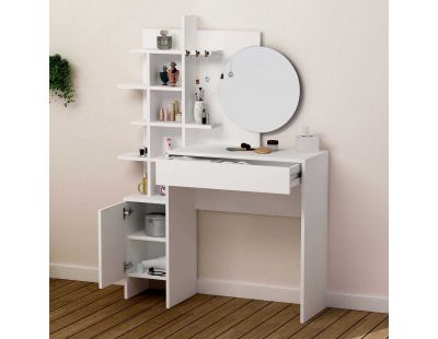 Coiffeuse avec rangement et miroir Mup (Blanc)