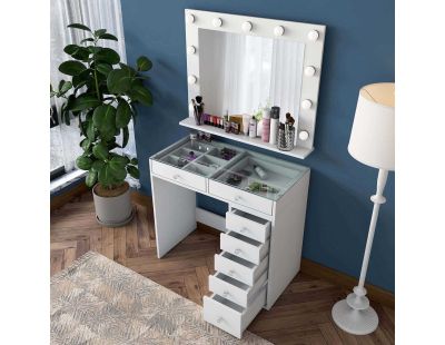 Coiffeuse avec rangements en aggloméré Bonnie (Coiffeuse et miroir)
