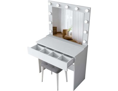 Coiffeuse avec rangements er miroir Beauty (Coiffeuse, miroir et tabouret)