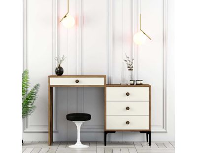 Coiffeuse avec tiroirs en aggloméré Lizbon (Beige et Noyer)
