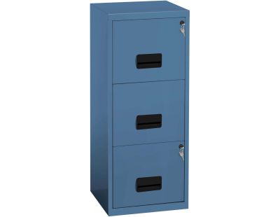 Colonne de rangement en acier 3 grands tiroirs (Bleu)
