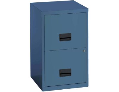 Colonne de rangement basse en acier 2 tiroirs (Bleu)
