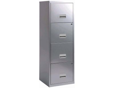 Meuble bureau métal 1 porte 3 tiroirs (Aluminium)