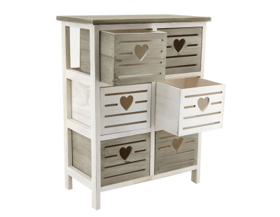 Commode en bois ajouré Coeur (6 tiroirs)