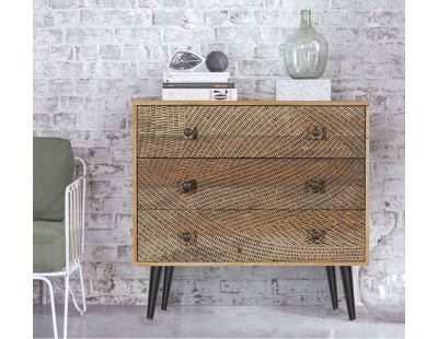 Commode en manguier gravé et métal SAVAGE