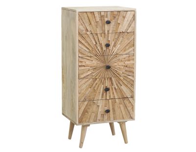 Commode en manguier sculpté SUNRISE (5 tiroirs)