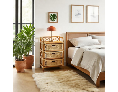 Commode en rotin avec tiroirs Tegal (3 tiroirs)
