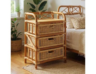 Commode en rotin avec tiroirs Tegal (3 tiroirs)