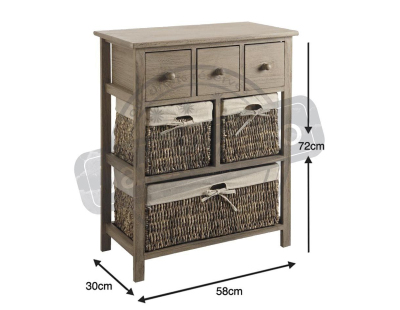 Commode en bois de peuplier Campana (6 tiroirs)