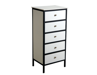 Commode tiroirs en bois et métal (5 tiroirs)