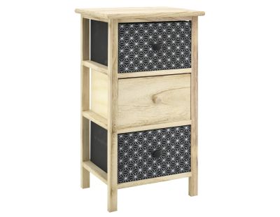 Commode en bois teinté noir et naturel (3 tiroirs)