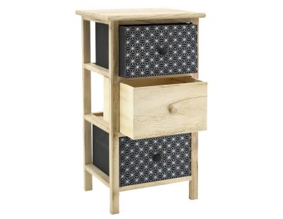 Commode en bois teinté noir et naturel (3 tiroirs)