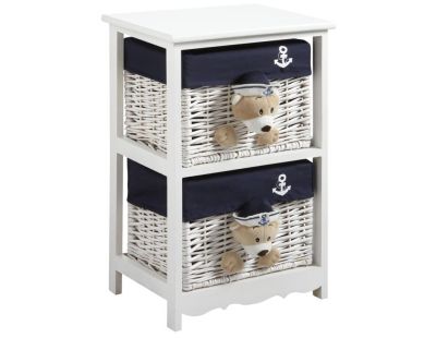 Commode 2 tiroirs en bois et osier Ourson