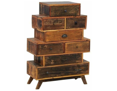 Commode 8 tiroirs en bois recyclé