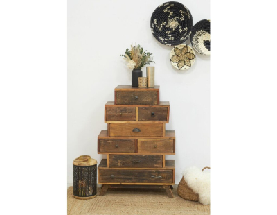 Commode 8 tiroirs en bois recyclé