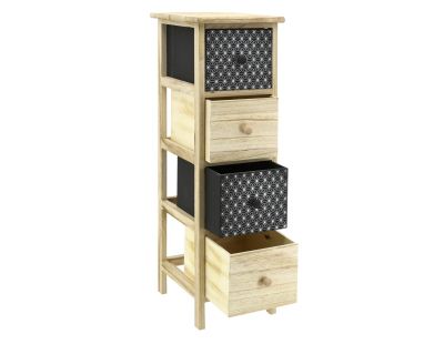 Commode en bois teinté noir et naturel (4 tiroirs)