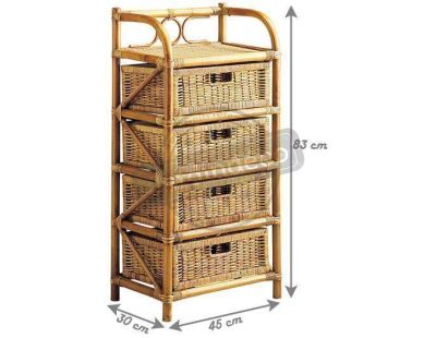 Commode en rotin avec tiroirs Tegal (4 tiroirs)
