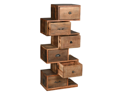 Commode zig zag en bois recyclé et métal