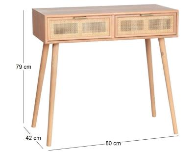 Console en MDF et rotin tressé Roro