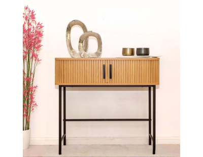 Console en bois et métal à lamelles Kyoto