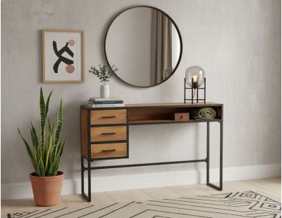 Console en bois recyclé et métal 3 tiroirs