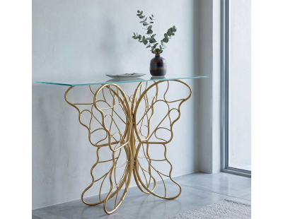 Console en métal doré Butterfly 110 x 40 x 76 cm