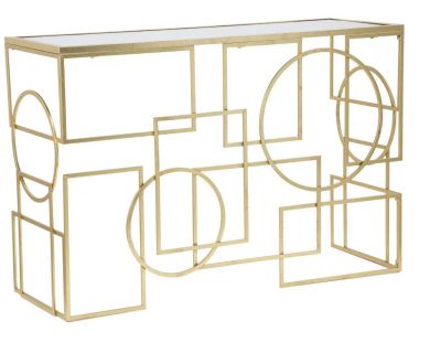 Console en métal plateau en verre Marie 120 x 41 x 81 cm
