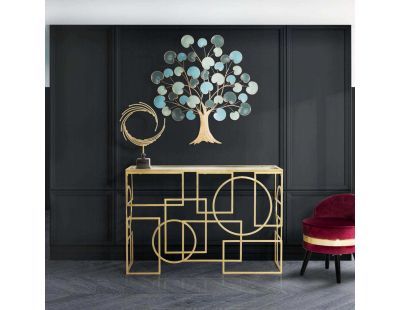 Console en métal plateau en verre Marie 120 x 41 x 81 cm