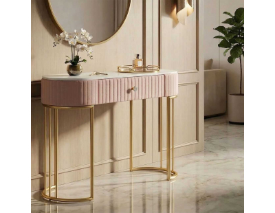 Console en métal avec tiroir Montpellier 100 x 40 x 75 cm (Crème)