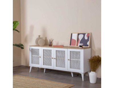 Console 4 portes en aggloméré Calvin (Blanc)