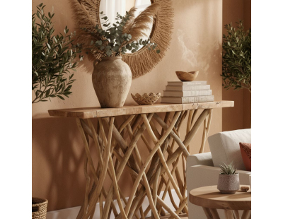 Console teck pied branchage Puzzle - Arthur