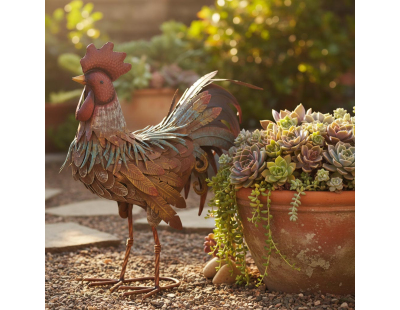 Coq décoratif en métal laqué