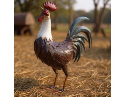 Coq métal laqué rouge et blanc