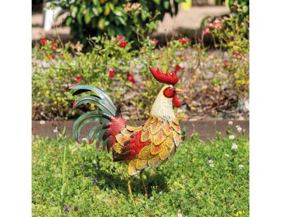 Statue de Coq en métal coloré (Multicoloré)